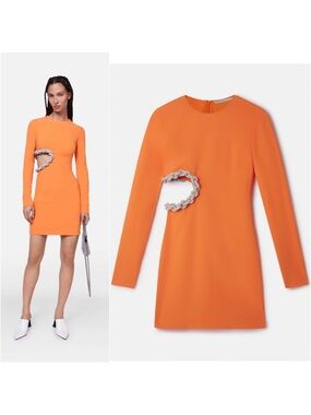 NWT Stella McCartney Crystal Rope Cutout Long Sleeve Cady Minidress $2,500 38